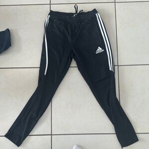 Adidas Kids Black Joggers with White Stripes
